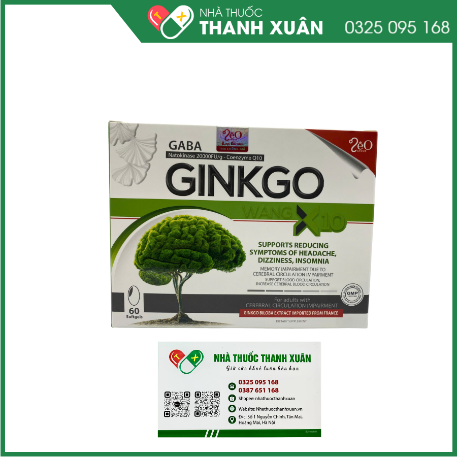 Gaba Ginkgo Wang X10 hỗ trợ hoạt huyết, tăng cường tuần hoàn máu não